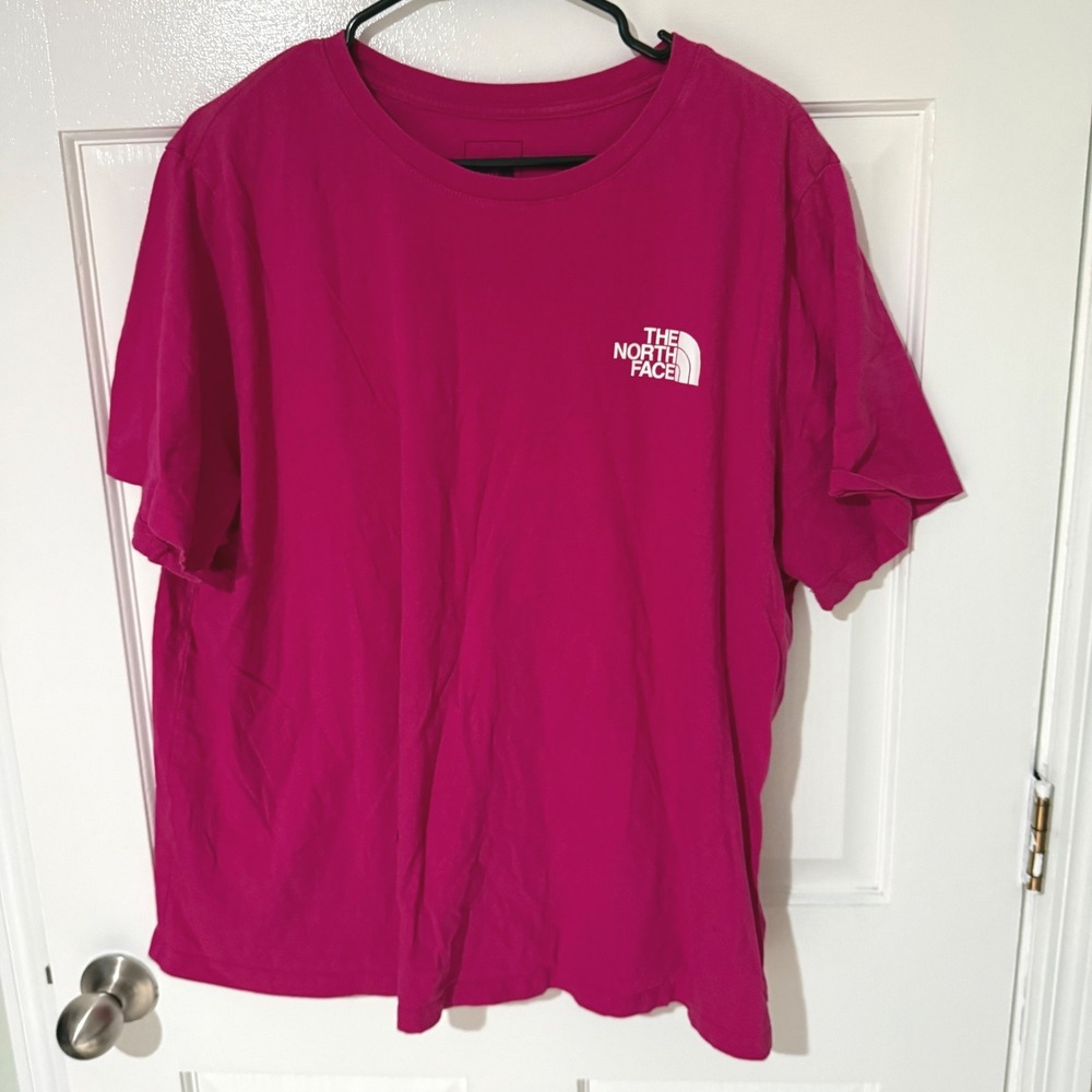 The North Face Womens 3X Pink Circular Design Graphic T-Shirt Box Logo Tee